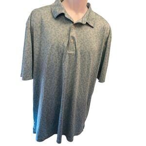 Greg Norman ML75 Play Dry Mens XXL Blue Palm Print Golf Polo Shirt Recycled Poly